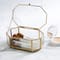 Home Details Large Gold Vintage Mirrored Bottom Octagonal Glass Keepsake Box